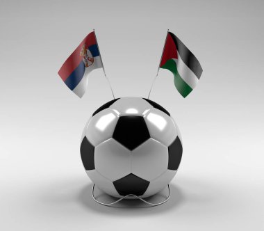 Sırbistan - Filistin Futbol Bayrakları, Beyaz Arkaplan - 3D Hazırlama