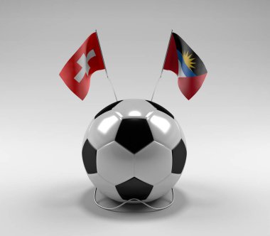İsviçre - Antigua ve Barbuda Futbol Bayrakları, Beyaz Arkaplan - 3D Render