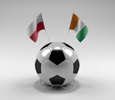 Polonya - Cote-D-Fildişi Futbol Bayrakları, Beyaz Arkaplan - 3D Render