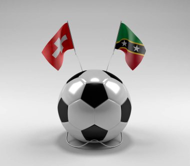 İsviçre - Saint-Kitts-and-Nevis Futbol Bayrakları, Beyaz Arkaplan - 3D Render