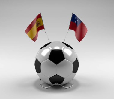 İspanya - Samoa Futbol Bayrakları, Beyaz Arkaplan - 3D Render