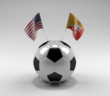 Bhutan Futbol Bayrakları, Beyaz Arkaplan - 3D Render