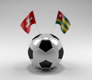 İsviçre - Togo Futbol Bayrakları, Beyaz Arkaplan - 3D Render