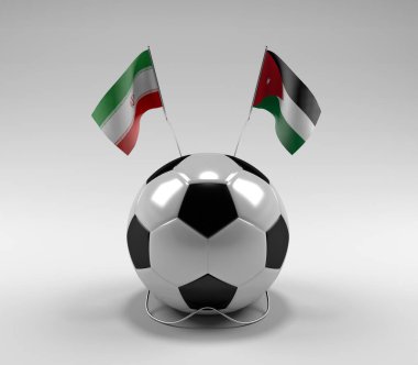 İran - Ürdün Futbol Bayrakları, Beyaz Arkaplan - 3D Hazırlama