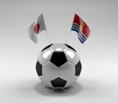 Japonya - Kiribati Futbol Bayrakları, Beyaz Arkaplan - 3D Render