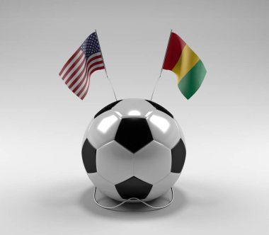 Amerika Birleşik Devletleri - Gine Futbol Bayrakları, Beyaz Arkaplan - 3D Render