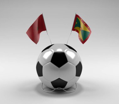 Fas - Grenada Futbol Bayrakları, Beyaz Arkaplan - 3D Render