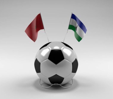 Fas - Lesotho Futbol Bayrakları, Beyaz Arkaplan - 3D Render