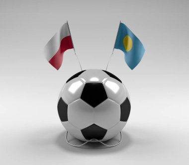 Polonya - Palau Futbol Bayrakları, Beyaz Arkaplan - 3D Render