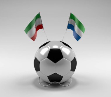İran - Sierra-Leone Futbol Bayrakları, Beyaz Arkaplan - 3D Render