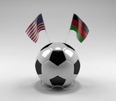 Amerika Birleşik Devletleri - Malawi Futbol Bayrakları, Beyaz Arkaplan - 3D Render
