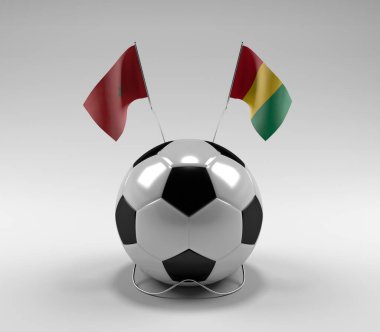 Fas - Gine Futbol Bayrakları, Beyaz Arkaplan - 3D Render