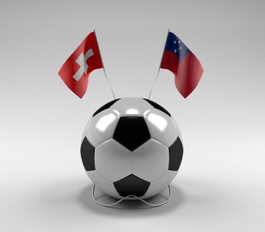 İsviçre - Samoa Futbol Bayrakları, Beyaz Arkaplan - 3D Render