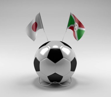 Japonya - Burundi Futbol Bayrakları, Beyaz Arkaplan - 3D Render