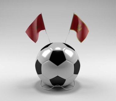 Fas - Karadağ Futbol Bayrakları, Beyaz Arkaplan - 3D Render