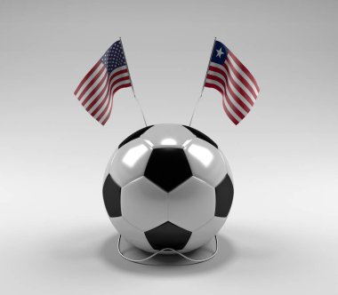 Amerika Birleşik Devletleri Liberya Futbol Bayrakları, Beyaz Arkaplan - 3D Render