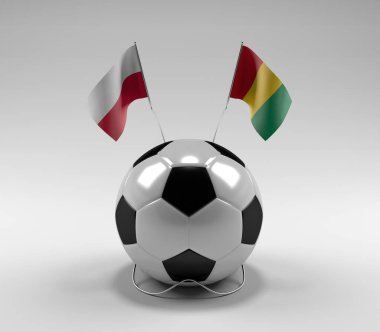 Polonya - Gine Futbol Bayrakları, Beyaz Arkaplan - 3D Render