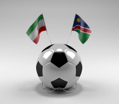 İran - Namibya Futbol Bayrakları, Beyaz Arkaplan - 3D Render