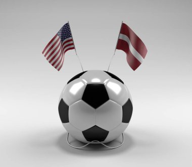 Amerika Birleşik Devletleri - Letonya Futbol Bayrakları, Beyaz Arkaplan - 3D Yapılandırma
