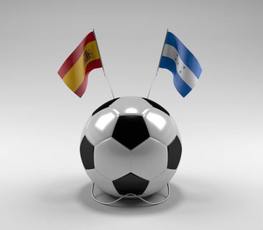 İspanya - Honduras Futbol Bayrakları, Beyaz Arkaplan - 3D Render
