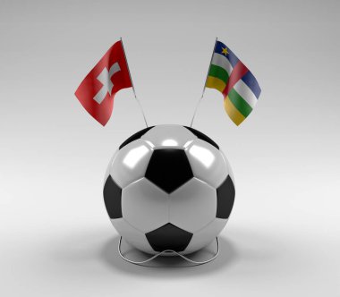 İsviçre - Orta Afrika Cumhuriyeti Futbol Bayrakları, Beyaz Arkaplan - 3D Render
