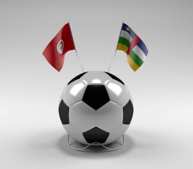 Tunus - Orta Afrika Cumhuriyeti Futbol Bayrakları, Beyaz Arkaplan - 3D Render