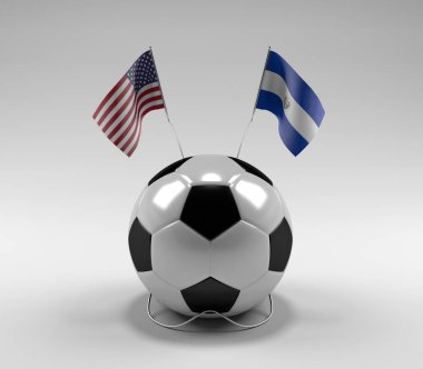 Amerika Birleşik Devletleri - El-Salvador Futbol Bayrakları, Beyaz Arkaplan - 3D Render