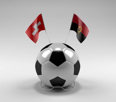 İsviçre - Angola Futbol Bayrakları, Beyaz Arkaplan - 3D Render