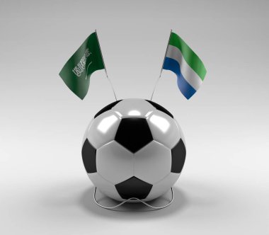 Suudi Arabistan - Sierra-Leone Futbol Bayrakları, Beyaz Arkaplan - 3D Render