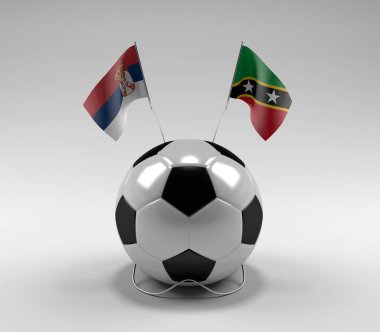 Sırbistan - Saint-Kitts-and-Nevis Futbol Bayrakları, Beyaz Arkaplan - 3D Hazırlama
