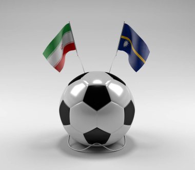İran - Nauru Futbol Bayrakları, Beyaz Arkaplan - 3D Render