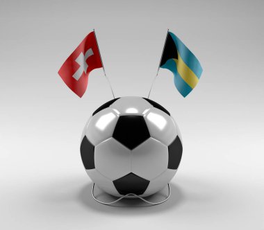 İsviçre - Bahamalar Futbol Bayrakları, Beyaz Arkaplan - 3D Render