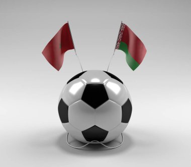 Fas - Beyaz Futbol Bayrakları, Beyaz Arkaplan - 3D Render