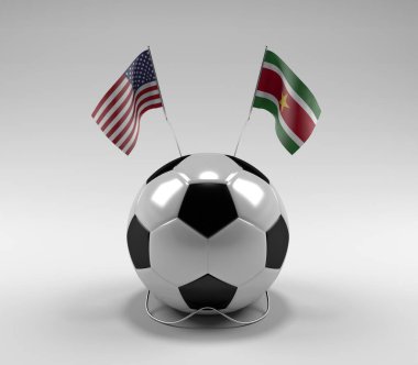Amerika Birleşik Devletleri - Surinam Futbol Bayrakları, Beyaz Arkaplan - 3D Render