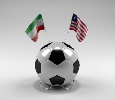 İran - Liberya Futbol Bayrakları, Beyaz Arkaplan - 3D Render