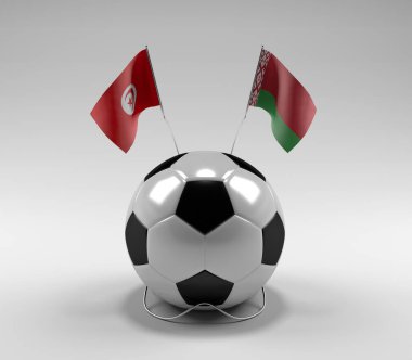Tunus - Beyaz Futbol Bayrakları, Beyaz Arkaplan - 3D Render