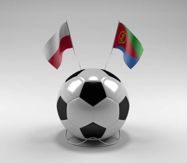 Polonya - Eritre Futbol Bayrakları, Beyaz Arkaplan - 3D Render