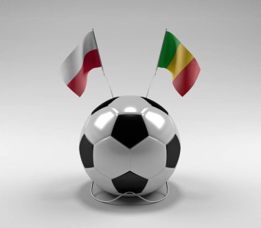 Polonya - Mali Futbol Bayrakları, Beyaz Arkaplan - 3D Render