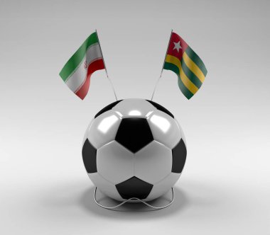 İran - Togo Futbol Bayrakları, Beyaz Arkaplan - 3D Yapılandırma