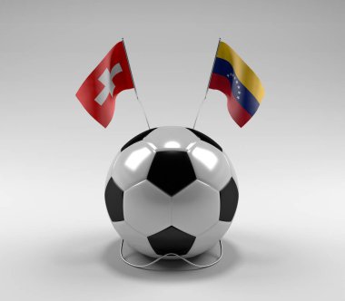 İsviçre - Venezuela Futbol Bayrakları, Beyaz Arkaplan - 3D Render
