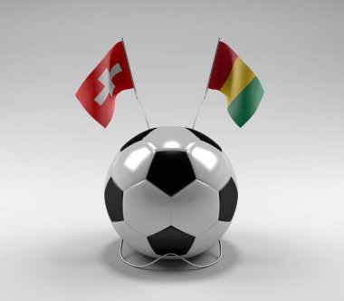 İsviçre - Gine Futbol Bayrakları, Beyaz Arkaplan - 3D Render