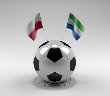 Polonya - Sierra-Leone Futbol Bayrakları, Beyaz Arkaplan - 3D Render