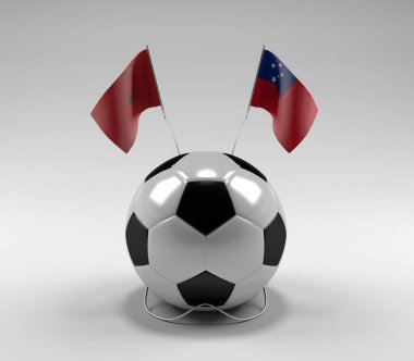Fas - Samoa Futbol Bayrakları, Beyaz Arkaplan - 3D Render
