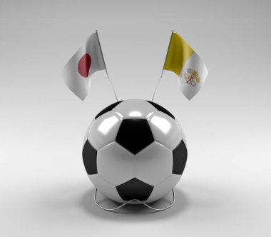 Japonya - Vatikan-Şehir Futbol Bayrakları, Beyaz Arkaplan - 3D Render