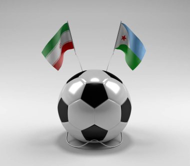 İran - Cibuti Futbol Bayrakları, Beyaz Arkaplan - 3D Render