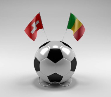 İsviçre - Mali Futbol Bayrakları, Beyaz Arkaplan - 3D Render
