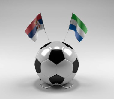 Sırbistan - Sierra-Leone Futbol Bayrakları, Beyaz Arkaplan - 3D Render