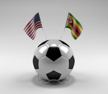 Zimbabwe Futbol Bayrakları, Beyaz Arkaplan - 3D Render