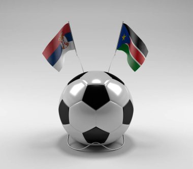 Sırbistan - Güney Sudan Futbol Bayrakları, Beyaz Arkaplan - 3D Render