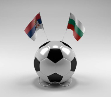 Sırbistan - Bulgaristan Futbol Bayrakları, Beyaz Arkaplan - 3D Hazırlama